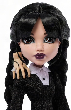 Колекционерска кукла Monster High x Wednesday Addams в черна рокля