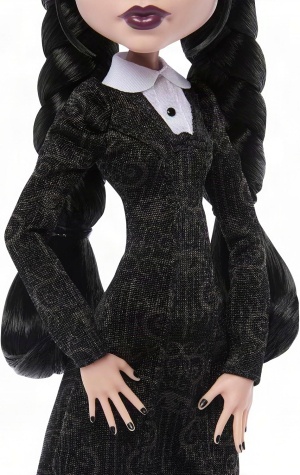 Колекционерска кукла Monster High x Wednesday Addams в черна рокля