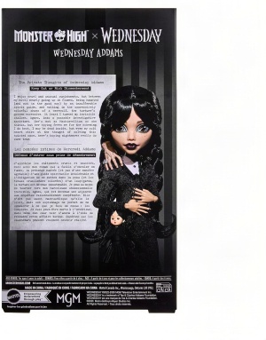 Колекционерска кукла Monster High x Wednesday Addams в черна рокля